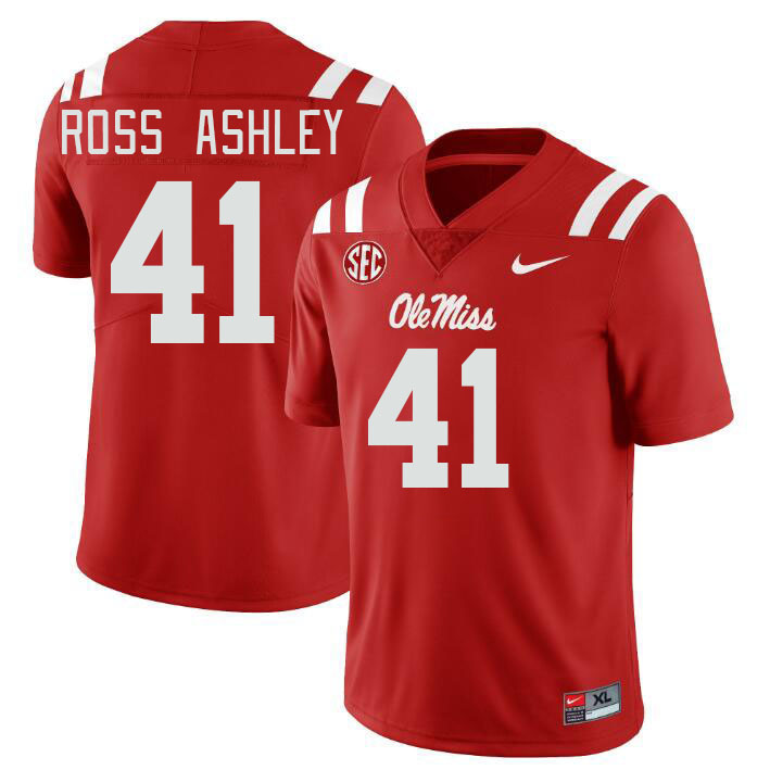 Men #41 John Ross Ashley Ole Miss Rebels College Football Jerseys Stitched Sale-Red - Click Image to Close